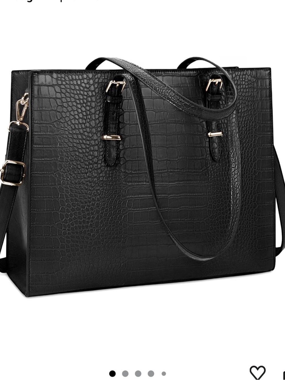 LUBARDY BLACK CROC EMBOSSED FAUX LEATHER  TOTE BAG/ LAPTOP BAG   12.5x 17”